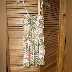 Derek Heart White and Green Floral Dress
